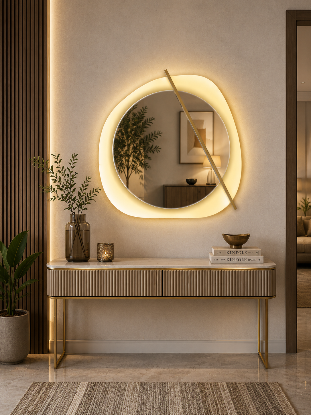 PG 10025 asymmetric Shape Mirror with LED Light
