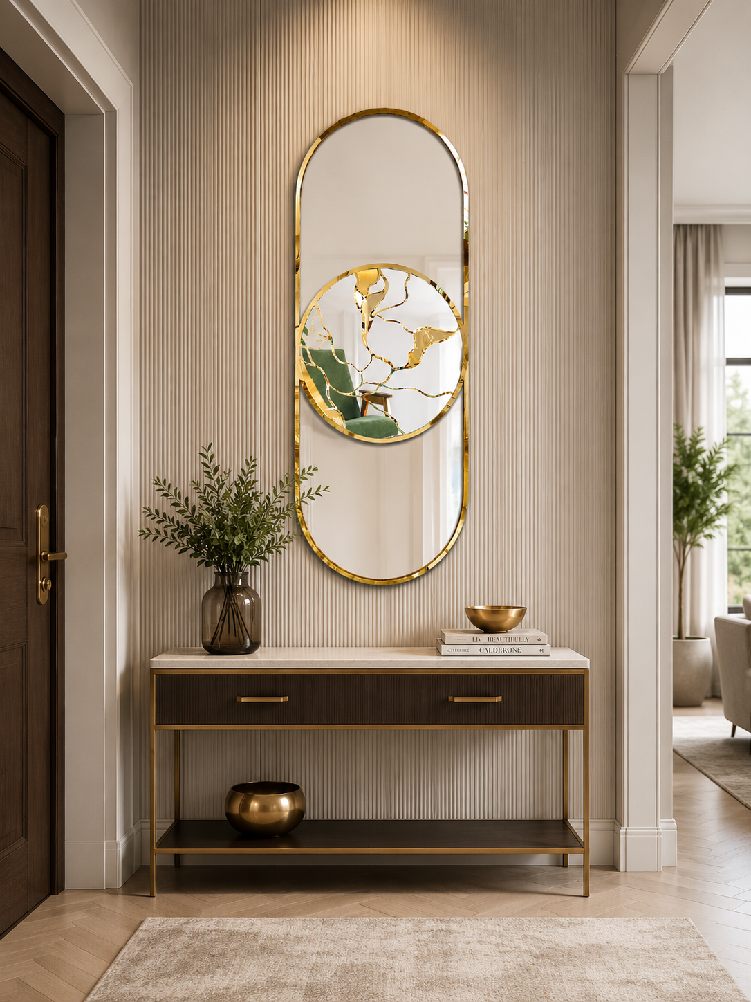 PG 10003 Double Ring capsule Shape Bocadolobo SS PVD Mirror