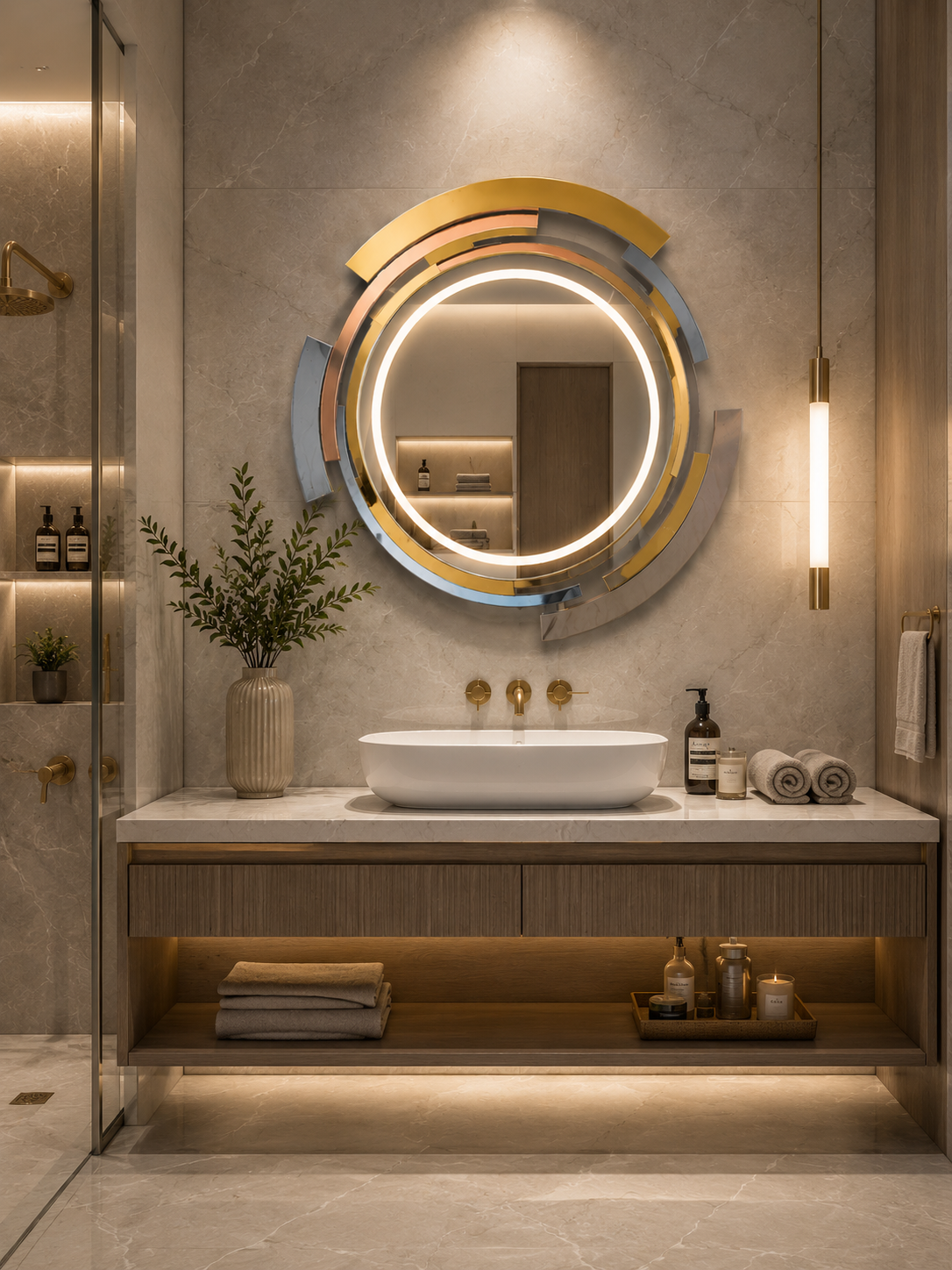 PG 10004 Four Layer SS PVD Tukdi with LED Light Mirror