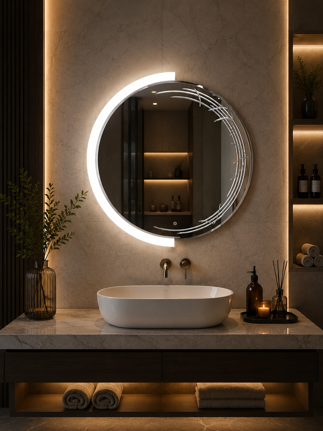 DG-104A - Round Shape Acrylic Border LED Mirror