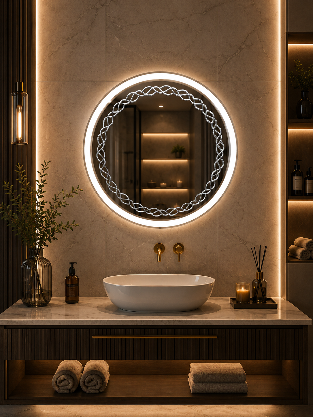 DG-107A - Round Shape Acrylic Border LED Mirror