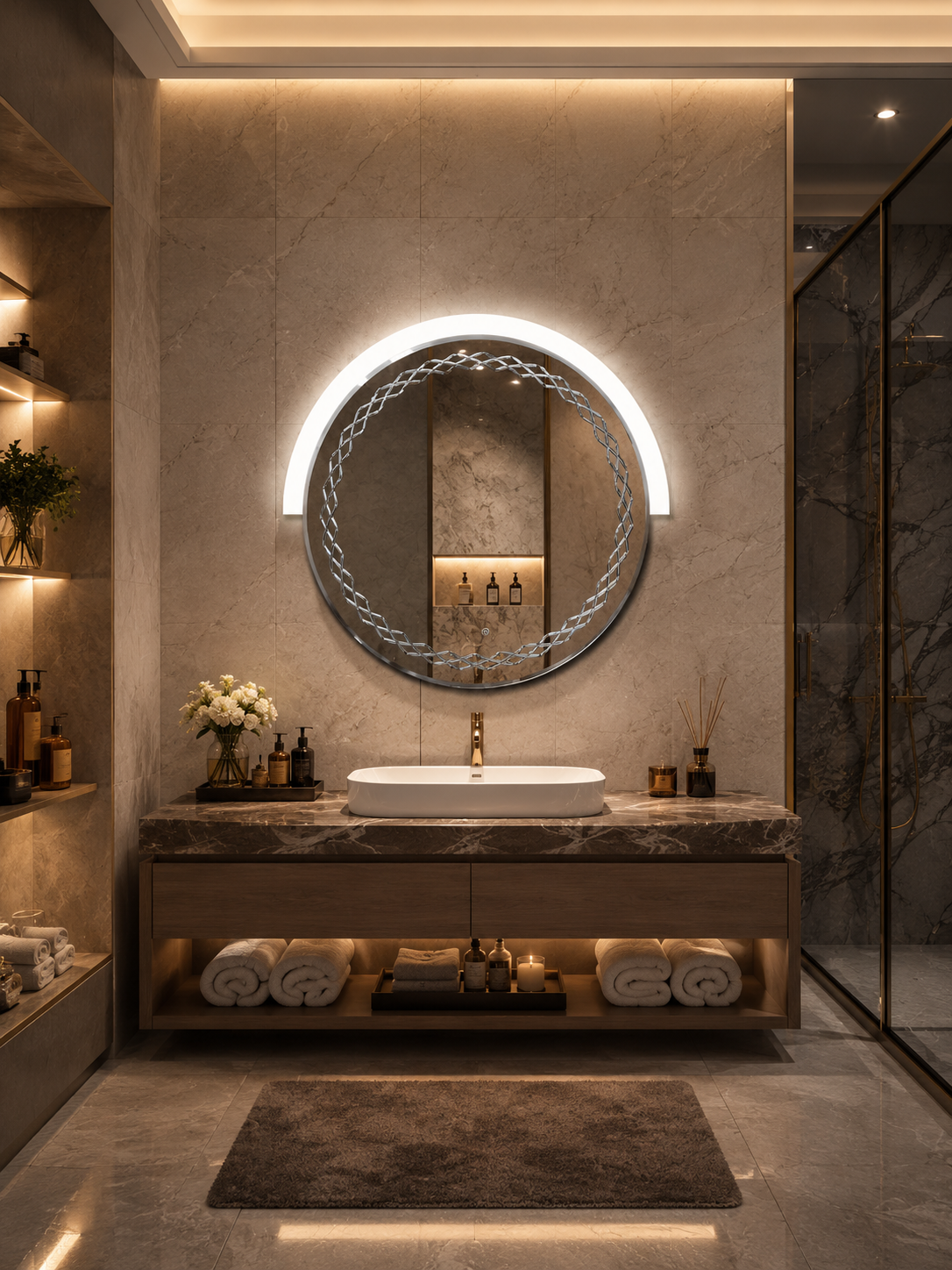 DG-118A - Round Shape Acrylic Border LED Mirror