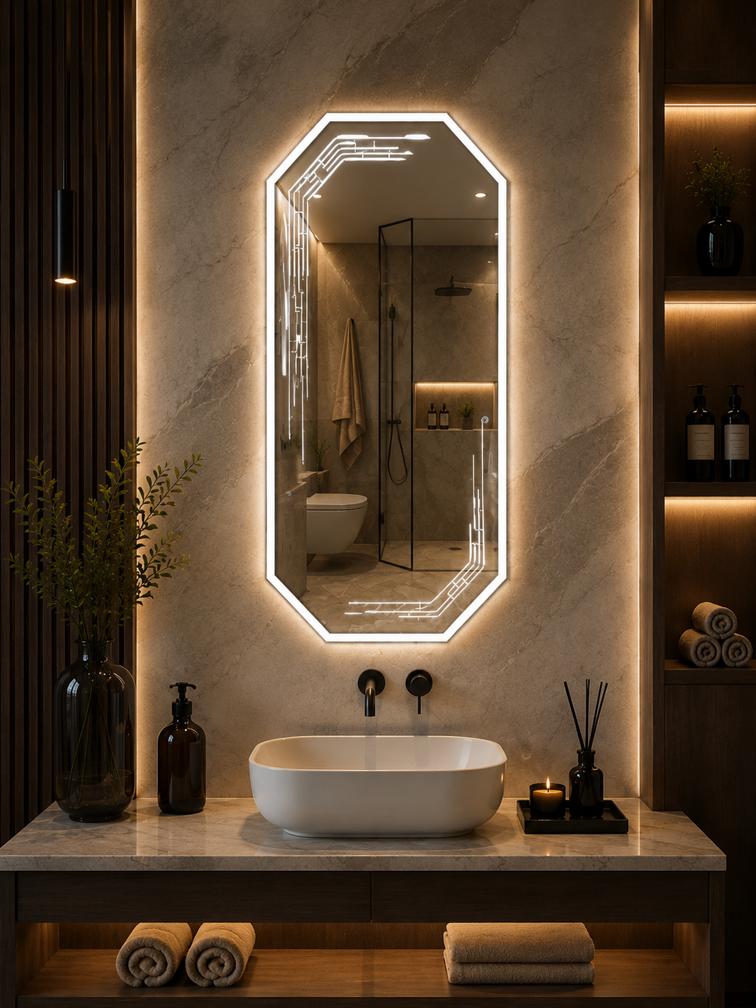 DG-129AD - Hexagon Acrylic LED Mirror