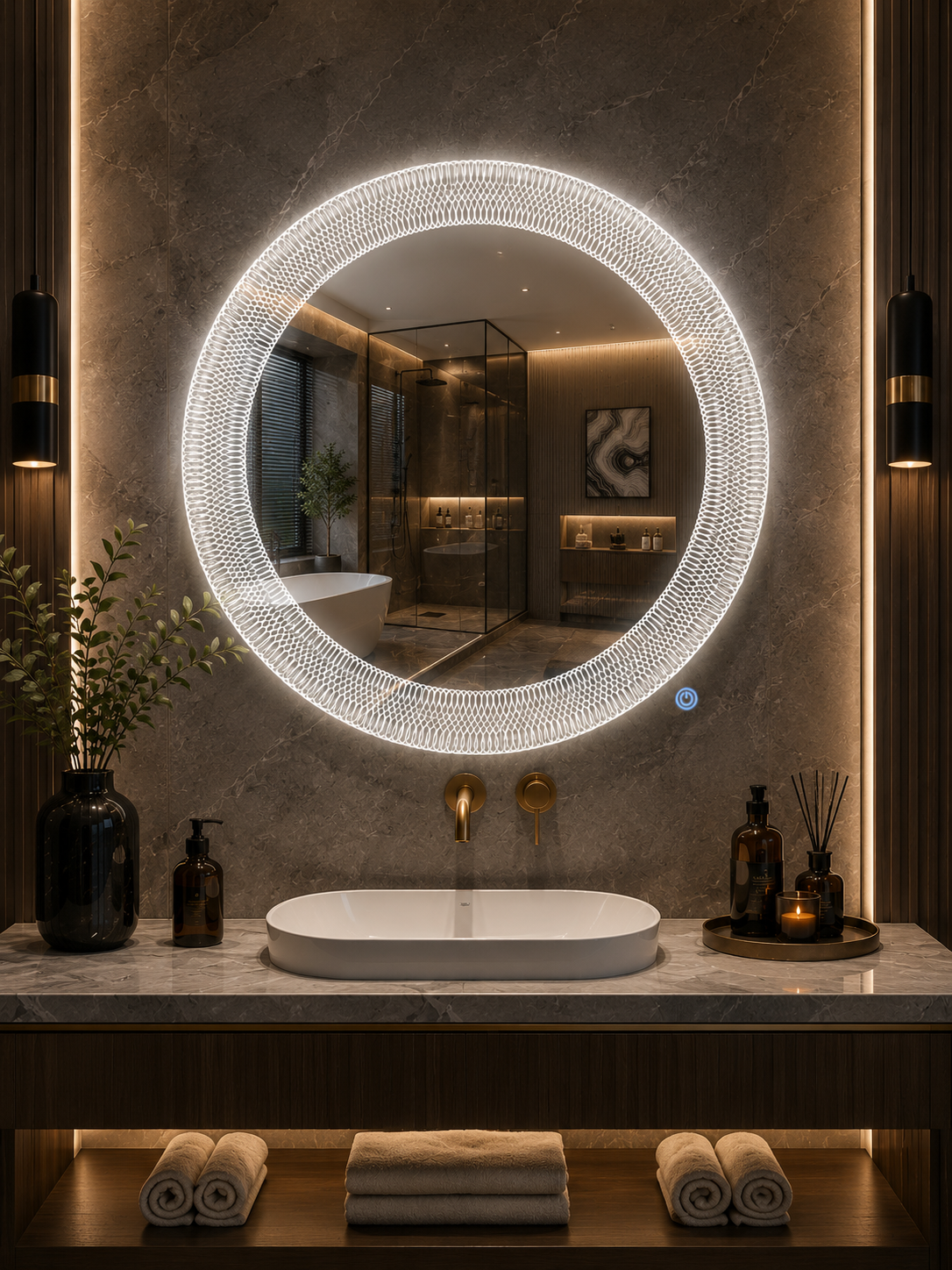 DG-162OS- LED Mirror with Leaser Etching Design