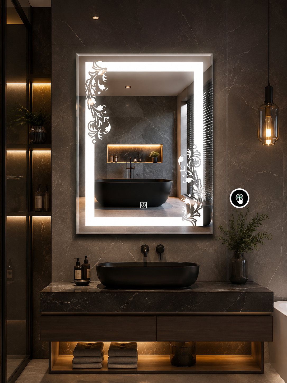 DG-177- LED Mirror with Leaser Etching Design