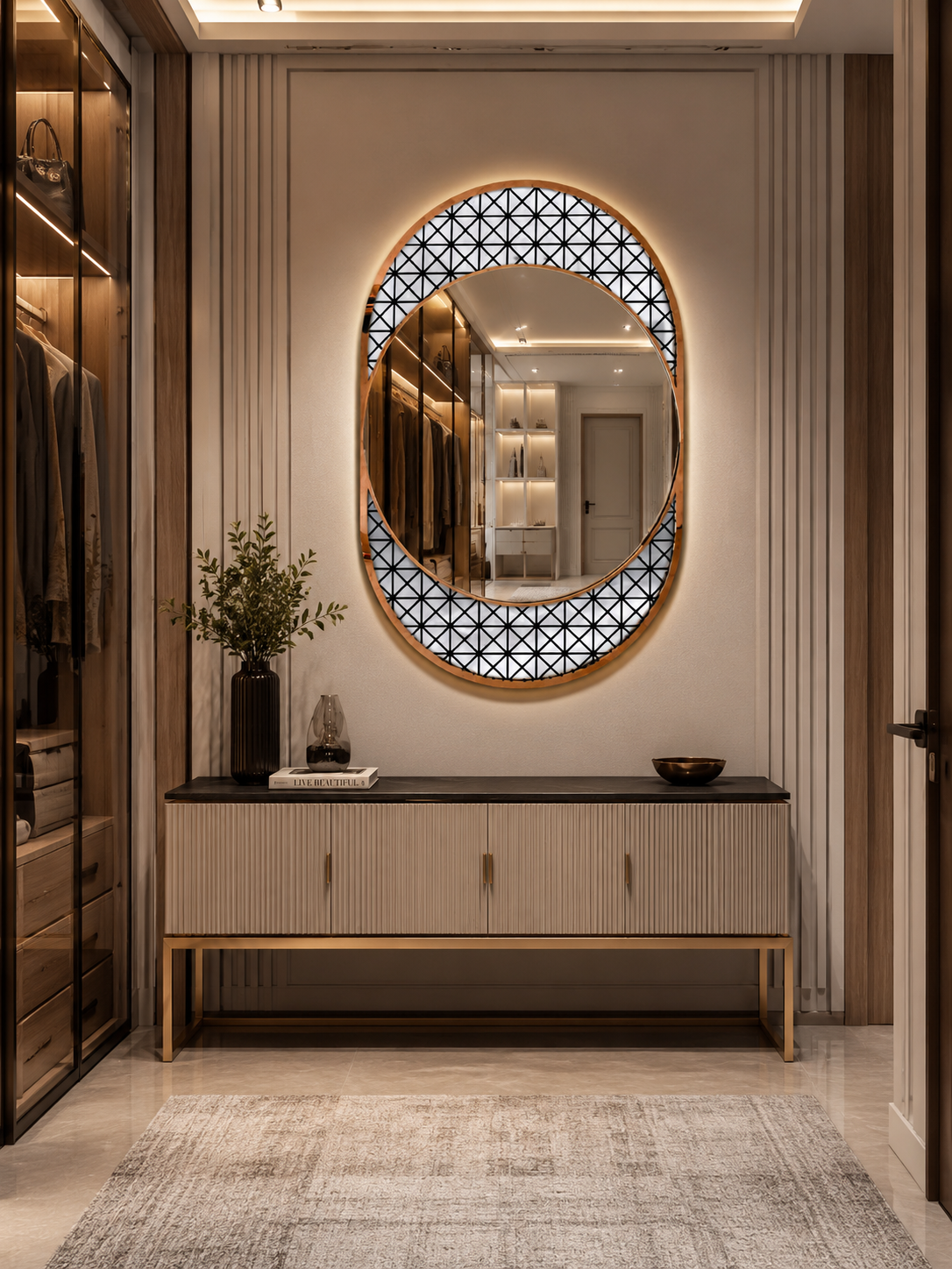 PG 10012 Two Layer SS PVD Mirror with Back Glass & Light