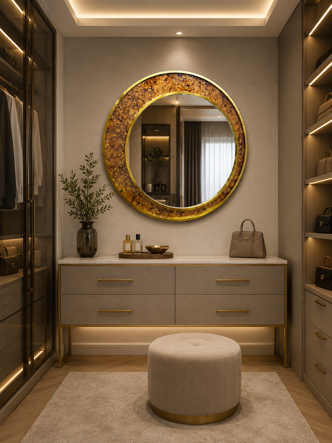 PG 10013 Two Layer SS PVD Ring Mirror with Antique Mirror