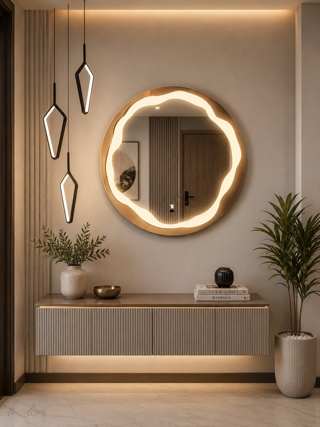 PG 10015 SS PVD Round Mirror with Light