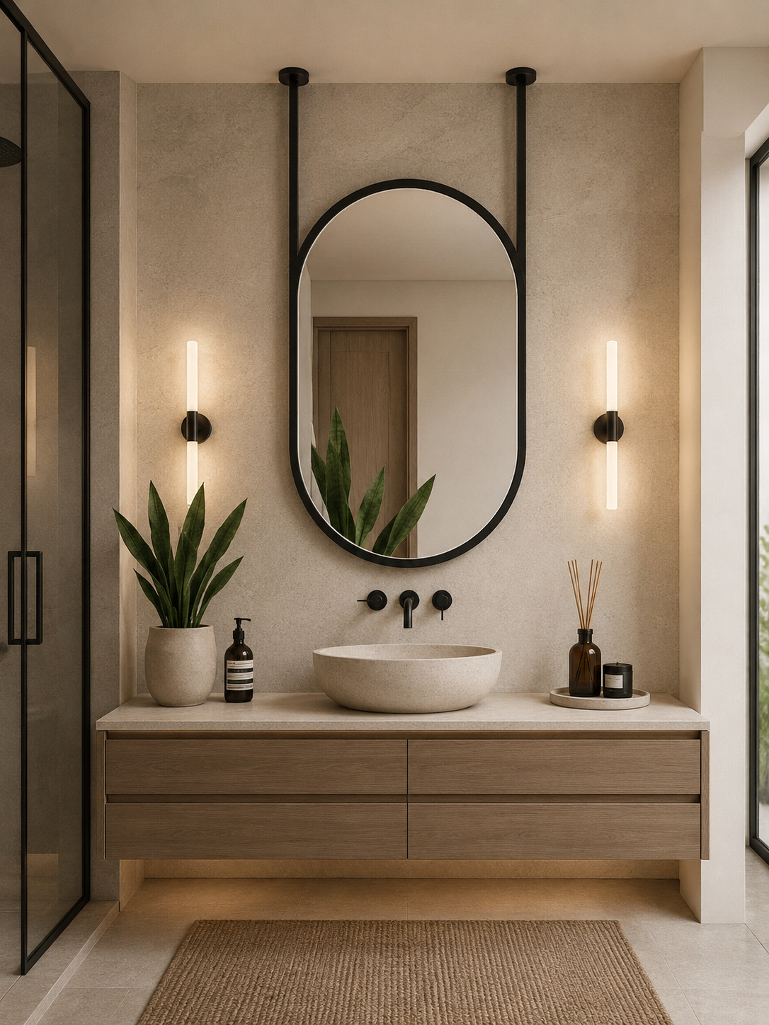 PG 10005 Capsule shape SS PVD Mirror with Hanging Option