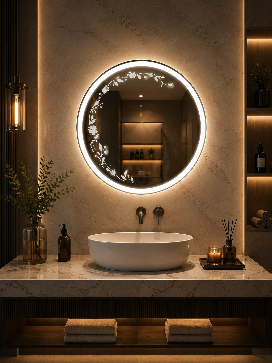 DG-103A - Round Shape Acrylic Border LED Mirror