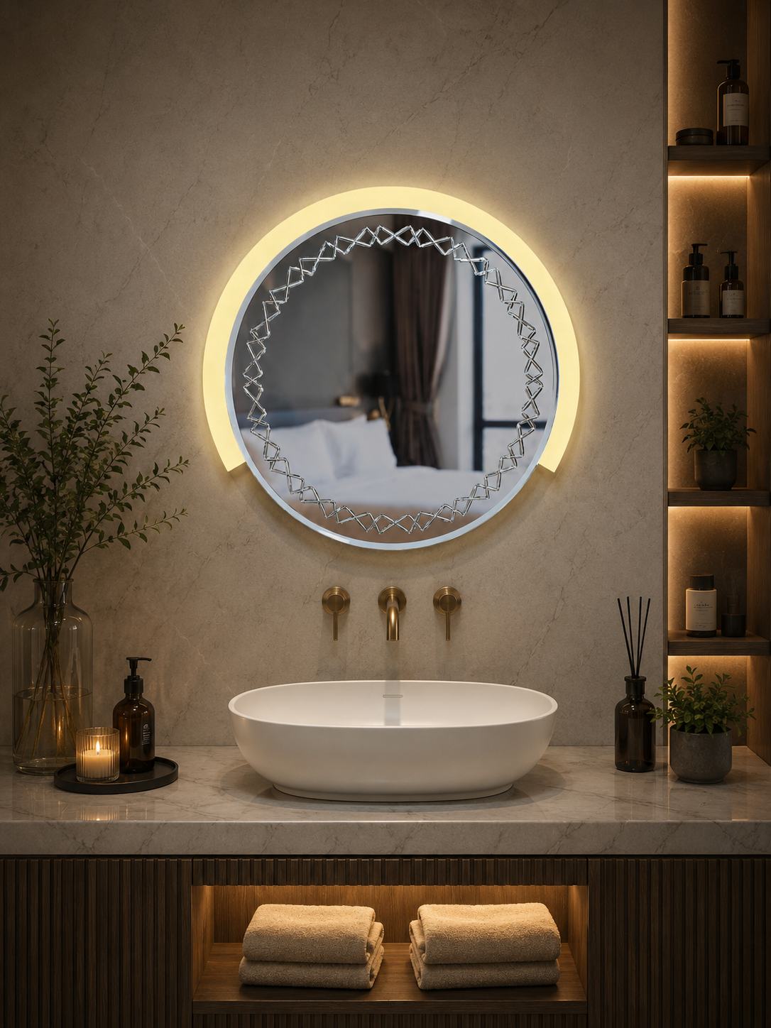 DG-108A - Round Shape Acrylic Border LED Mirror