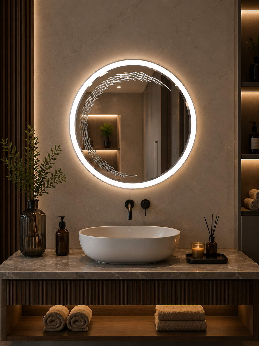 DG-110A - Round Shape Acrylic Border LED Mirror