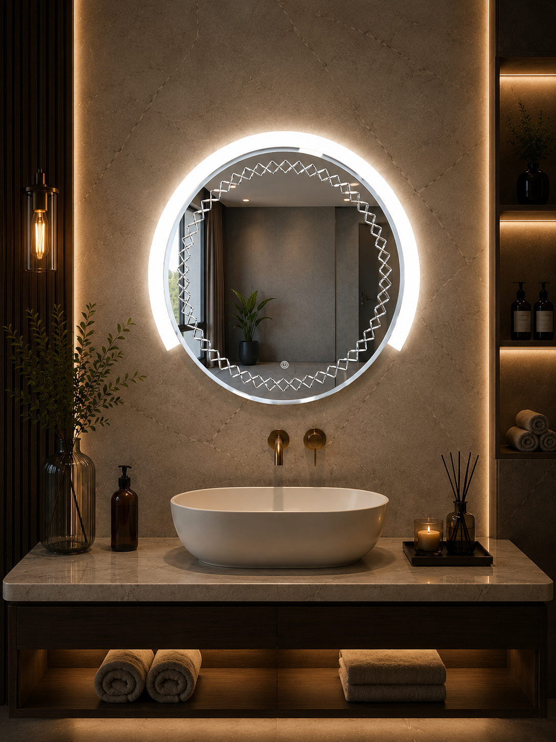 DG-112A - Round Shape Acrylic Border LED Mirror