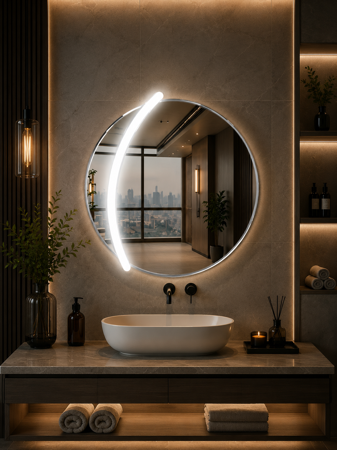DG-114A - Round Shape Acrylic Border LED Mirror