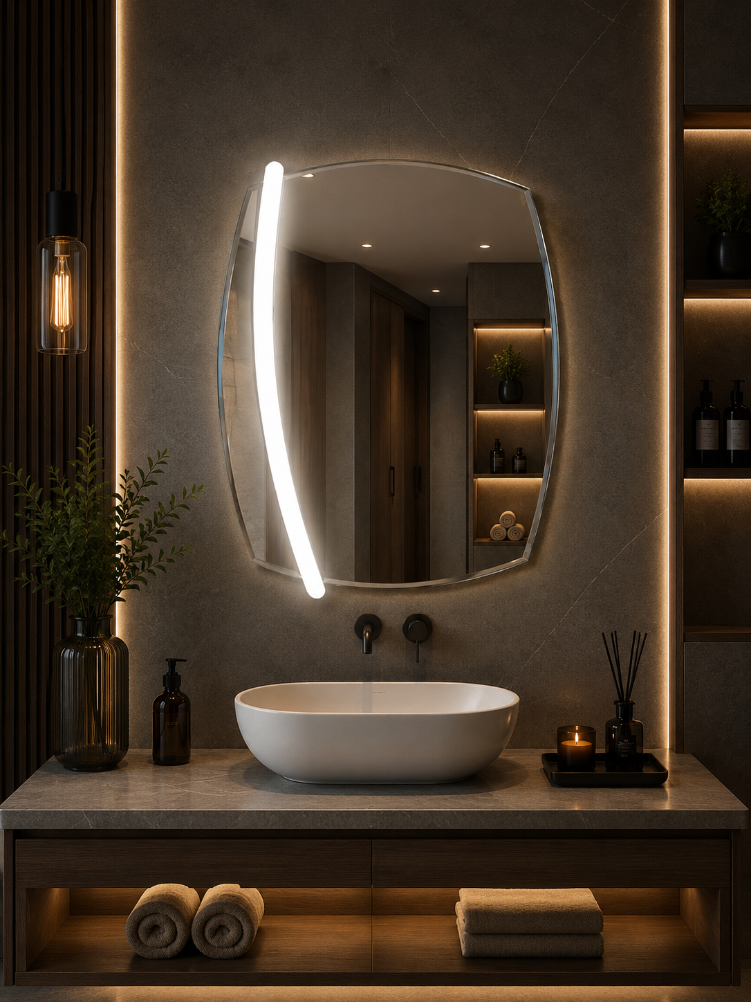 DG-116A - Geometric shape Acrylic Border LED Mirror
