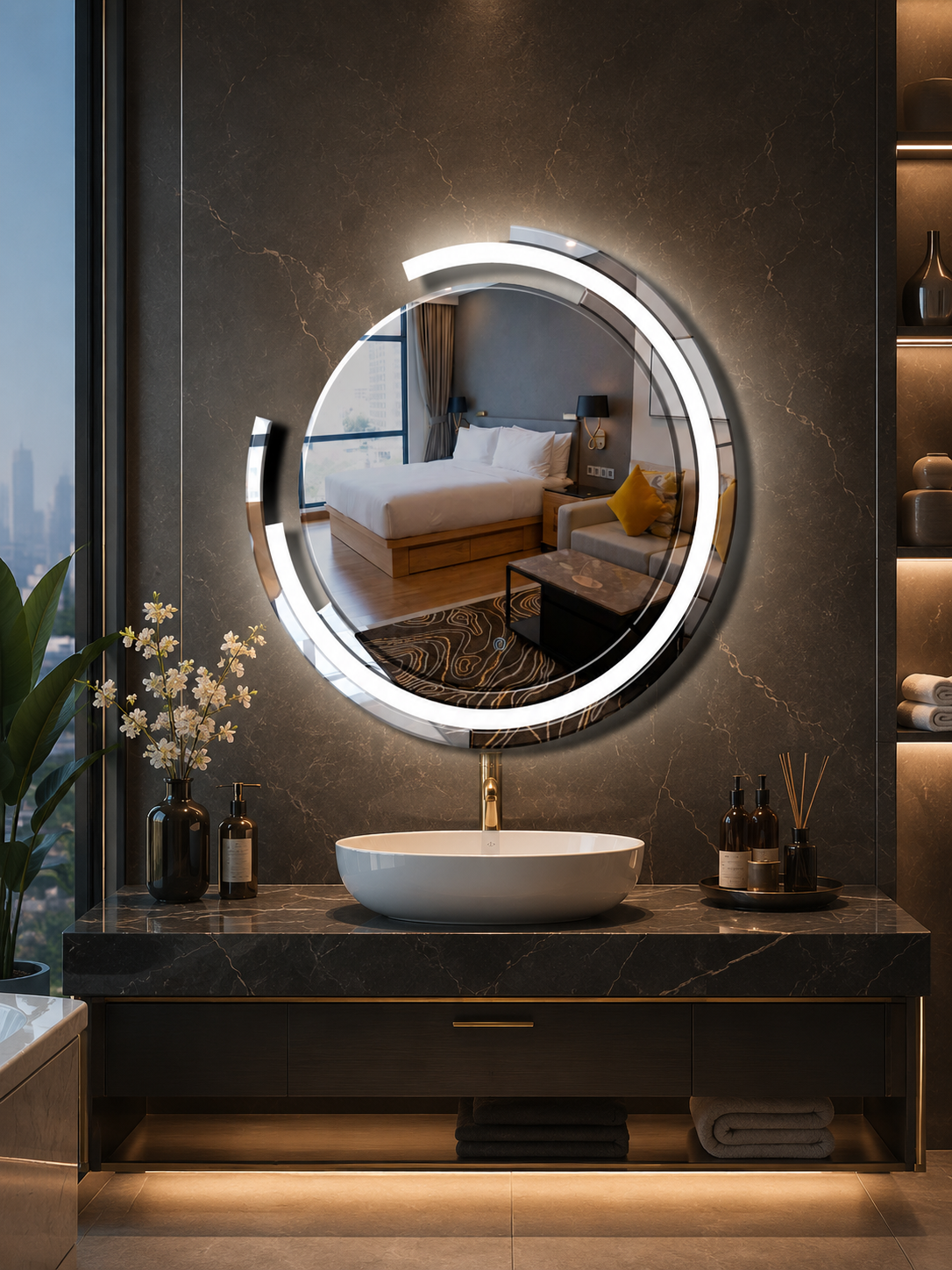DG-122A -Round Shaepe Acrylic LED MIRROR with tukdi Mirror