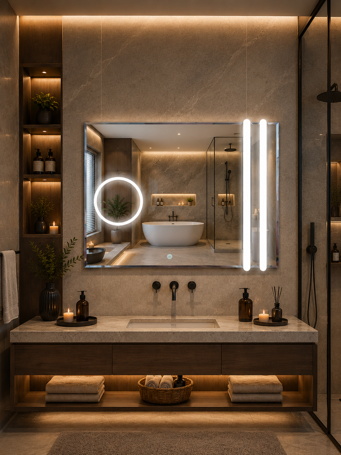 DG-133AM- LED Mirror with Magnifying Mirror with 5x or 3x Zoom