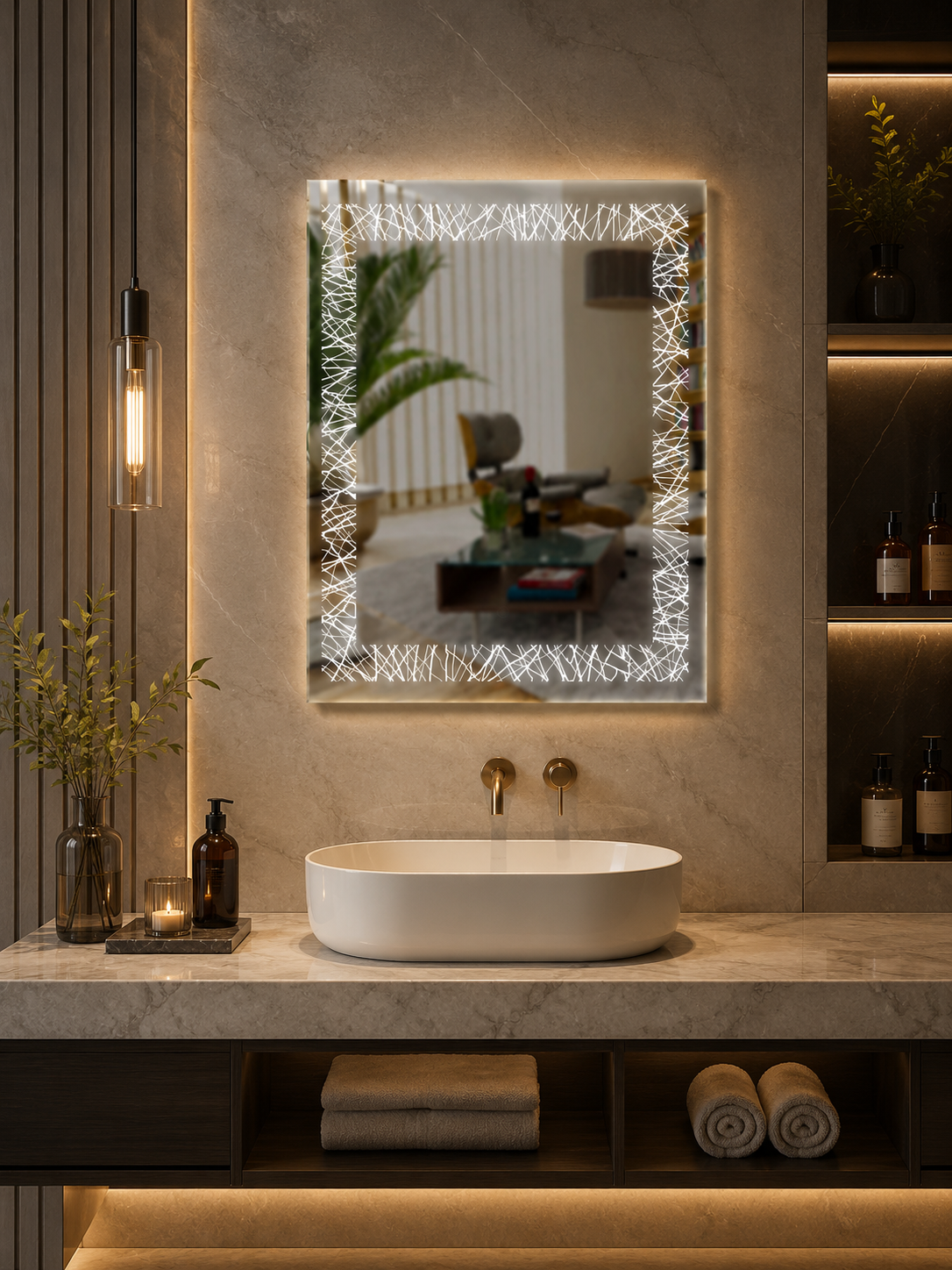 LD-1006 - Rectangle Shape Sharp Leaser Itching Mirror with Front and Back Light
