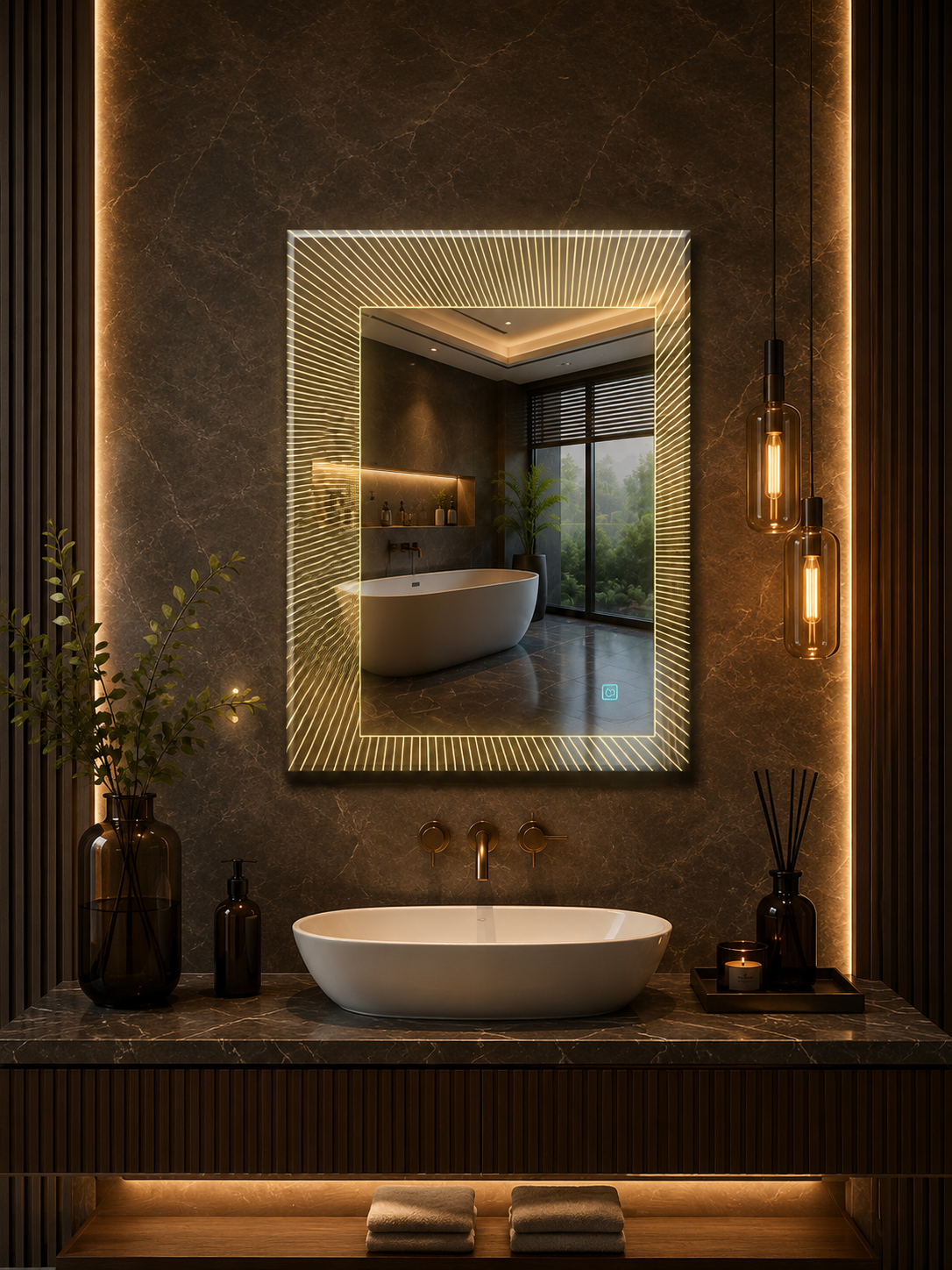 DG-161LE- LED Mirror with Leaser Etching Design