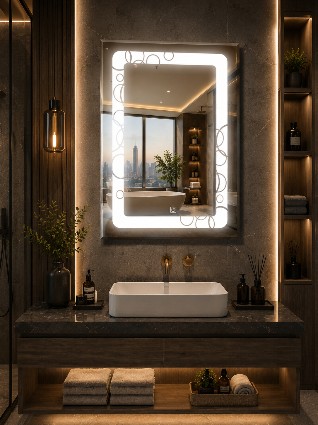 DG-182- LED Mirror with Leaser Etching Design