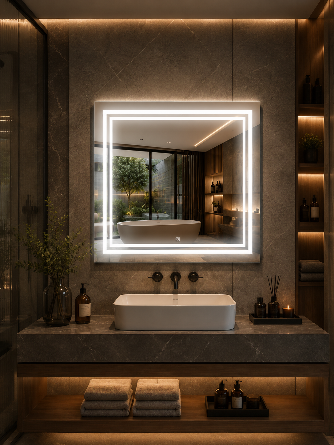 DG-187SHS- LED Mirror with Leaser Etching Design